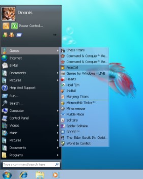 windows 7 start menu items