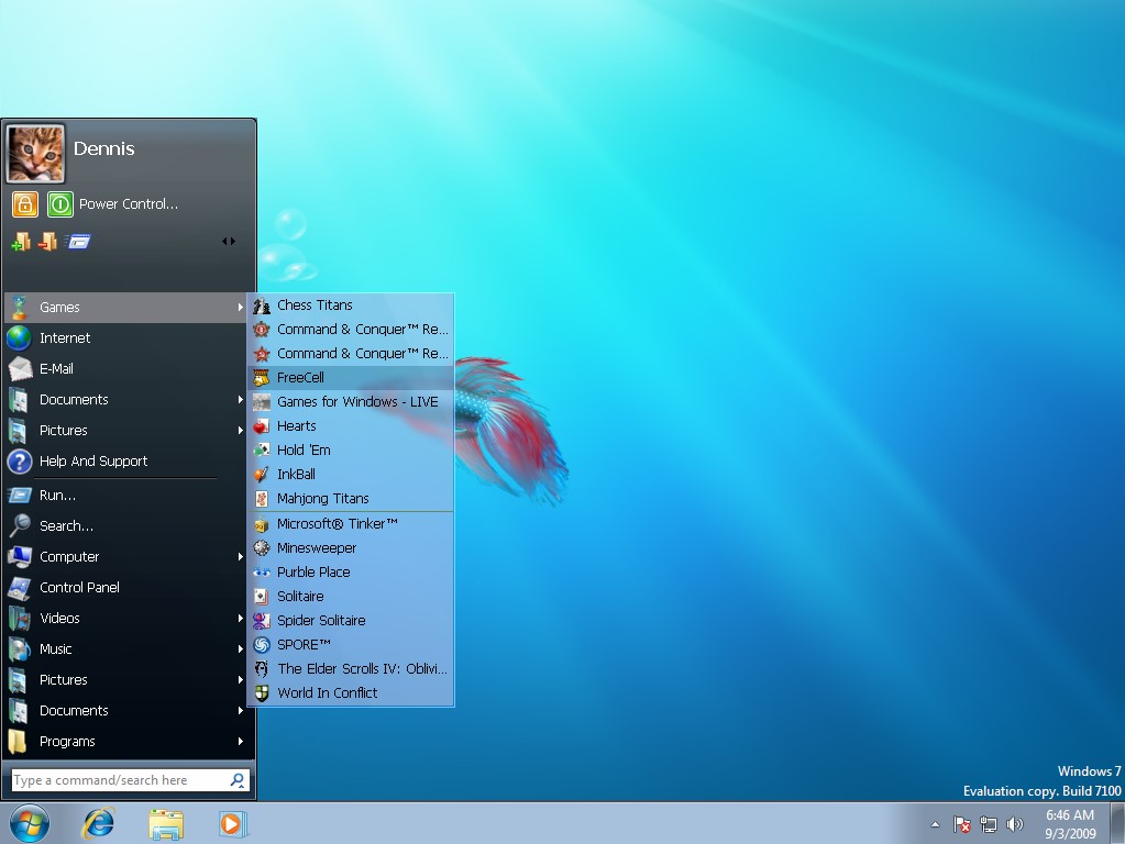 start menu shortcut win7